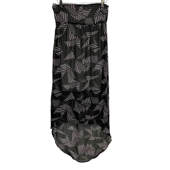 Volcom Women's size XS black Pink Sheer High low leaf print sundress - Picture 2 of 12